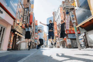 Family Jumping in Tokyo